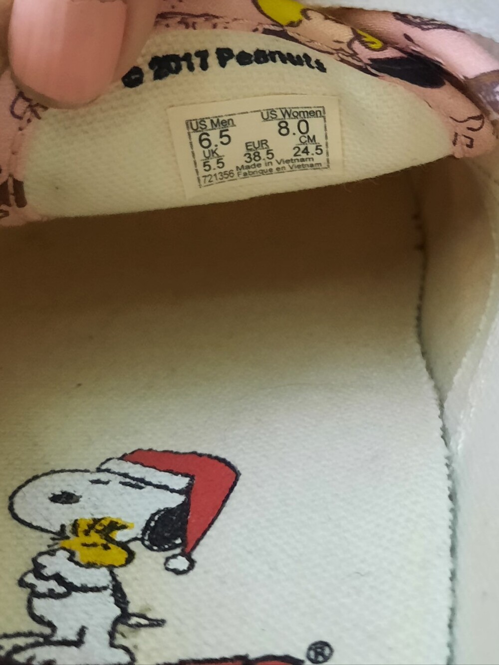 Vans x Peanuts Womens Dance Party Pink Graphic Lace-Up Sneakers - Picture 4 of 11
